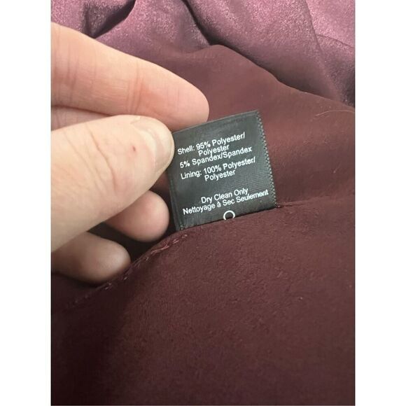 DRESS the POPULATION Bridal Burgundy Red Jackie Off Shoulder Crepe Formal Gown - Picture 5 of 5